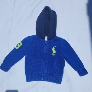 Polo by Ralph Lauren Blue and Green Zip-Up Hoodie